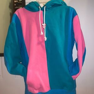 Teddy Fresh Love Blue & Pink Color Block Hoodie